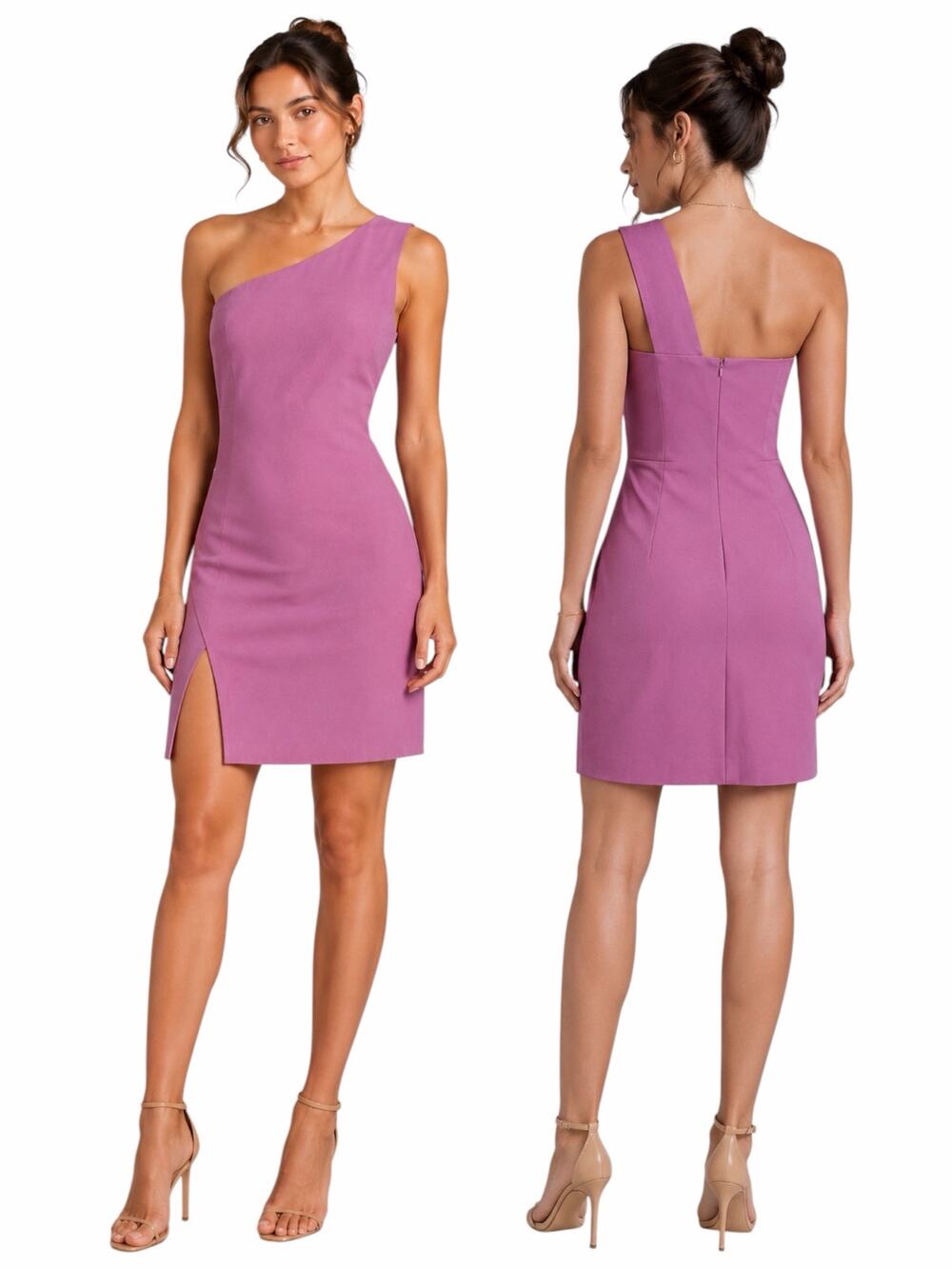 Likely Helena One Shoulder Front Slit Mini Dress Pink Size 6